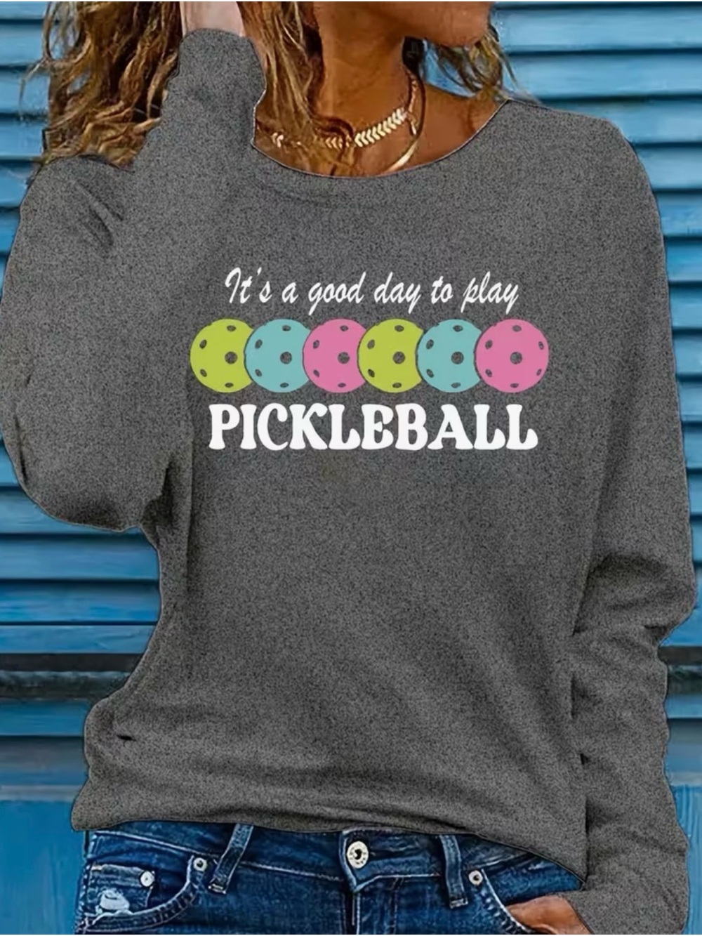 Pickleball Graphic Sweatshirt Women’s Long Sleeve Shirt (XXL)